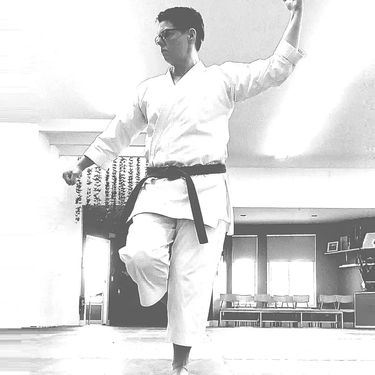 Gankaku pose Adult performing Gankaku kata